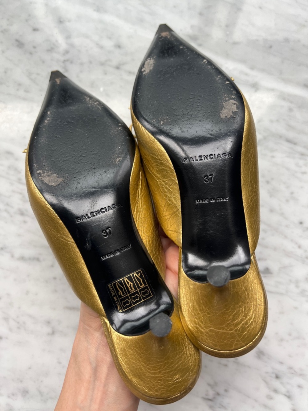 Balenciaga Gold Knife Mules, 37 - Picture 7 of 13